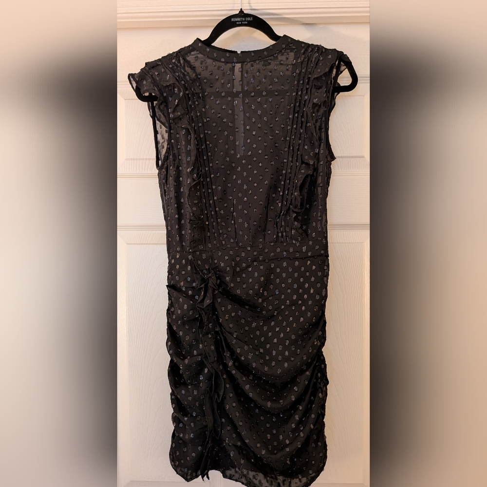 Express Black Sheer Polka Dot Backless Dress - Size S